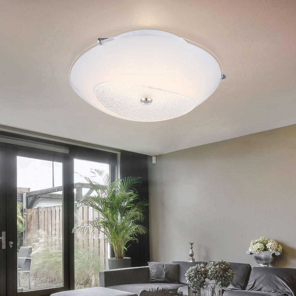 LED DECKENLEUCHTE KESSY Glas Chrom Weiß - Weiß, Glas (25/25/8cm) - Globo Lighting