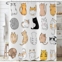 DUSCHVORHANG Bunt Katze niedlich Kätzchen für Kinder - Weiß, Textil (180/180cm) - MCBOSON