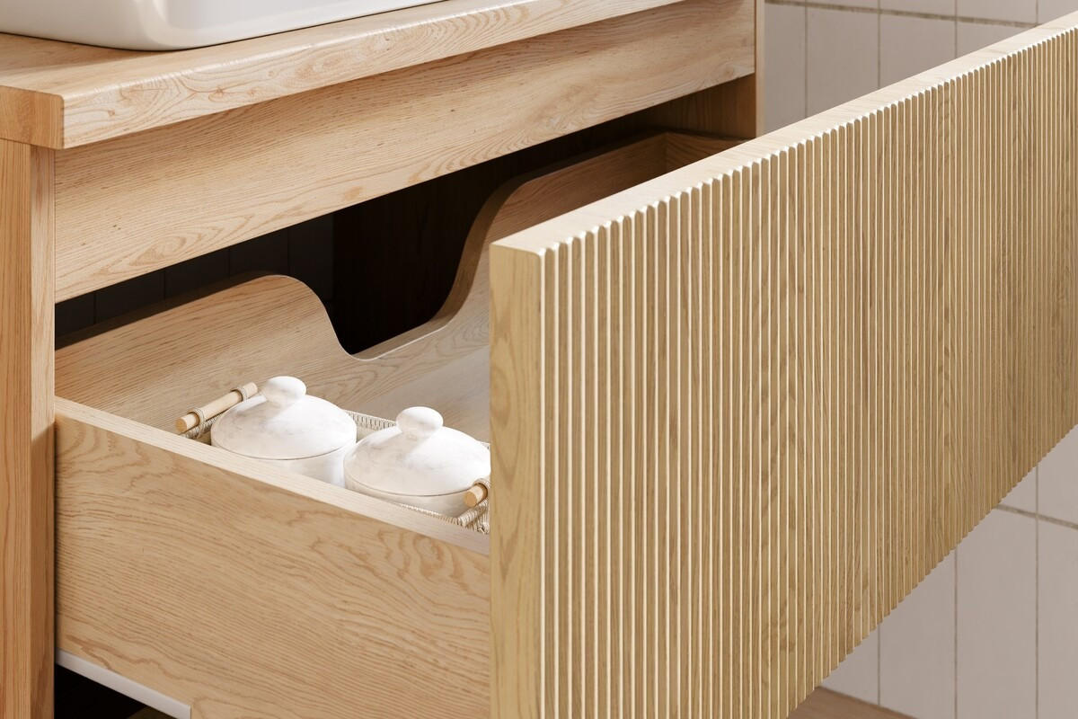 BADMÖBEL-SET 3 Teile 80 cm - Nordic Cremona N BM397 in Cremona-Eiche - Eichefarben, Holz (80/170/40cm)