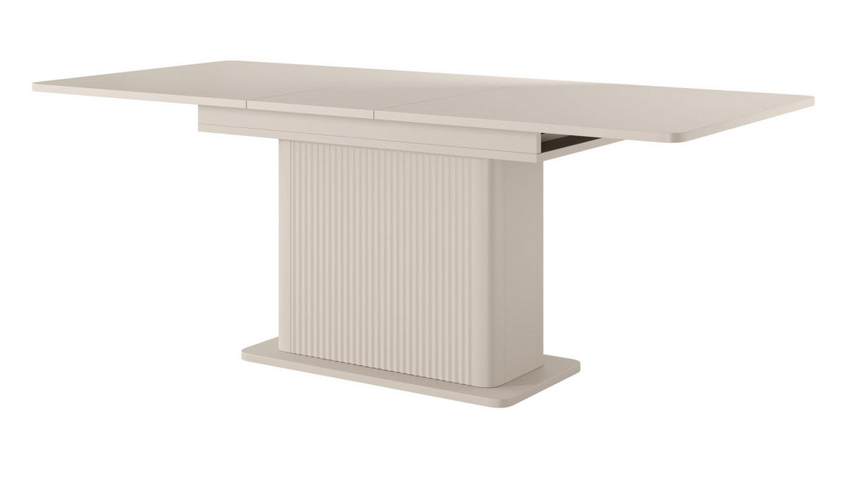 AUSZIEHBARER Tisch 160-200 cm Brando, geriffelter Basis, Beige - Beige, Holz (90/160/75cm) - Emporius