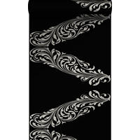 TAPETE Ornamente 53 cm x 10.05 m - Schwarz, Papier (53/1000cm) - Origin Wallcoverings