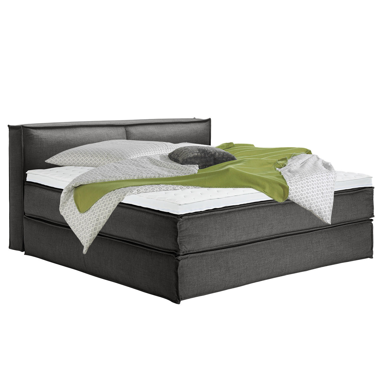 BOXSPRINGBETT mit Kopfteil - Premium - Anthrazit, Textil (200/220cm) - home24