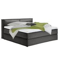 BOXSPRINGBETT mit Kopfteil - Premium - Anthrazit, Textil (200/220cm) - home24