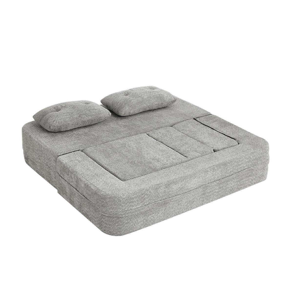 SCHLAFSOFA klappbar als 2-in-1 Modulsystem mit Sessel, Memory-Schaum und Seitentaschen, Hellgrau - Hellgrau, Textil (199/39/194cm) - Redom