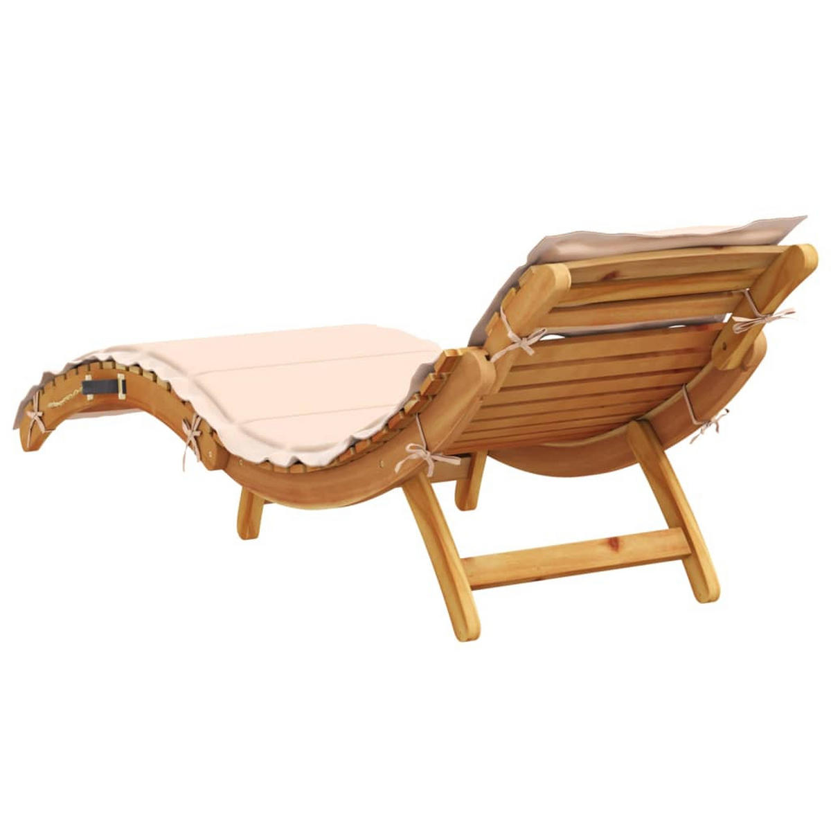 SONNENLIEGE | Mit Kissen Beige 55/184/64Cm Massivholz Akazie - Beige, Holz (184/65/55cm) - vidaXL