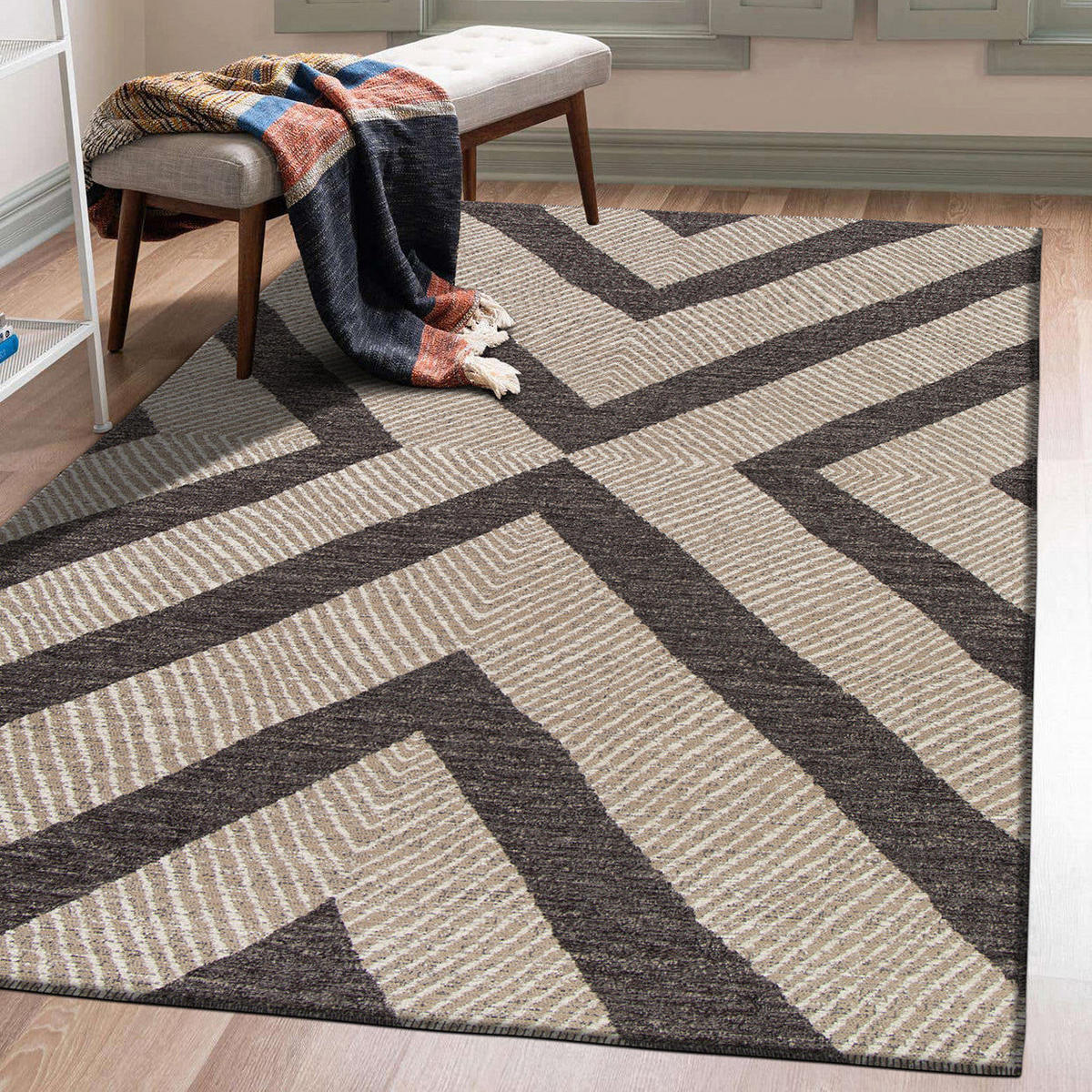 TEPPICH Design recycelte Fasern bruin - Braun, Textil (120/170cm) - AFK Living