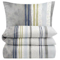BIBER-BETTWÄSCHE 135x200 - Kuschelig warmer Flanell Bettbezug aus 100% Baumwolle für Herbst & Winter - Streifen Muster - Grau, Textil (135/200cm) - Carpe Sonno