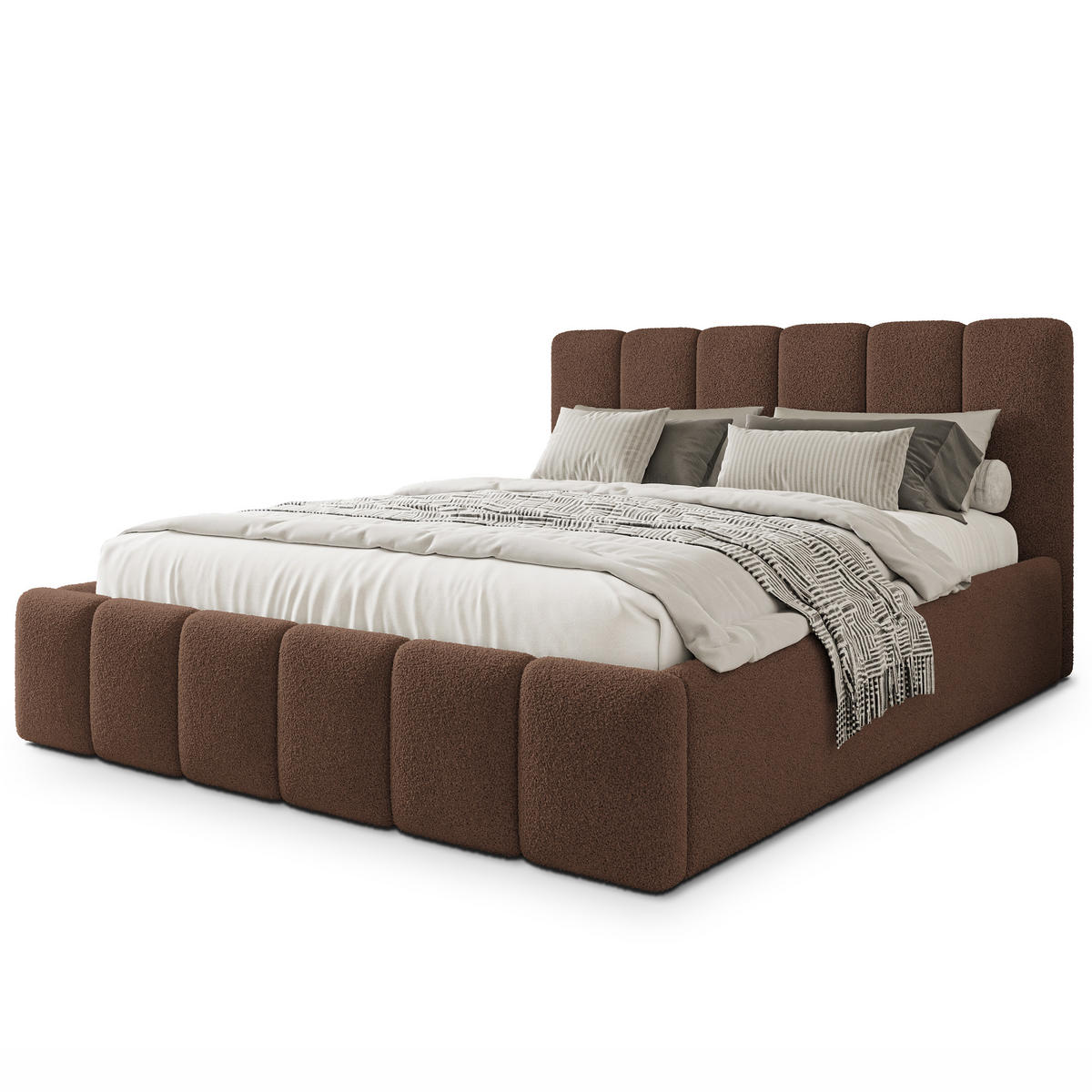 POLSTERBETT ATTORA Q 180x200 cm mit Bettkästen - Braun - Braun, Holz (180/200cm) - MASSENO