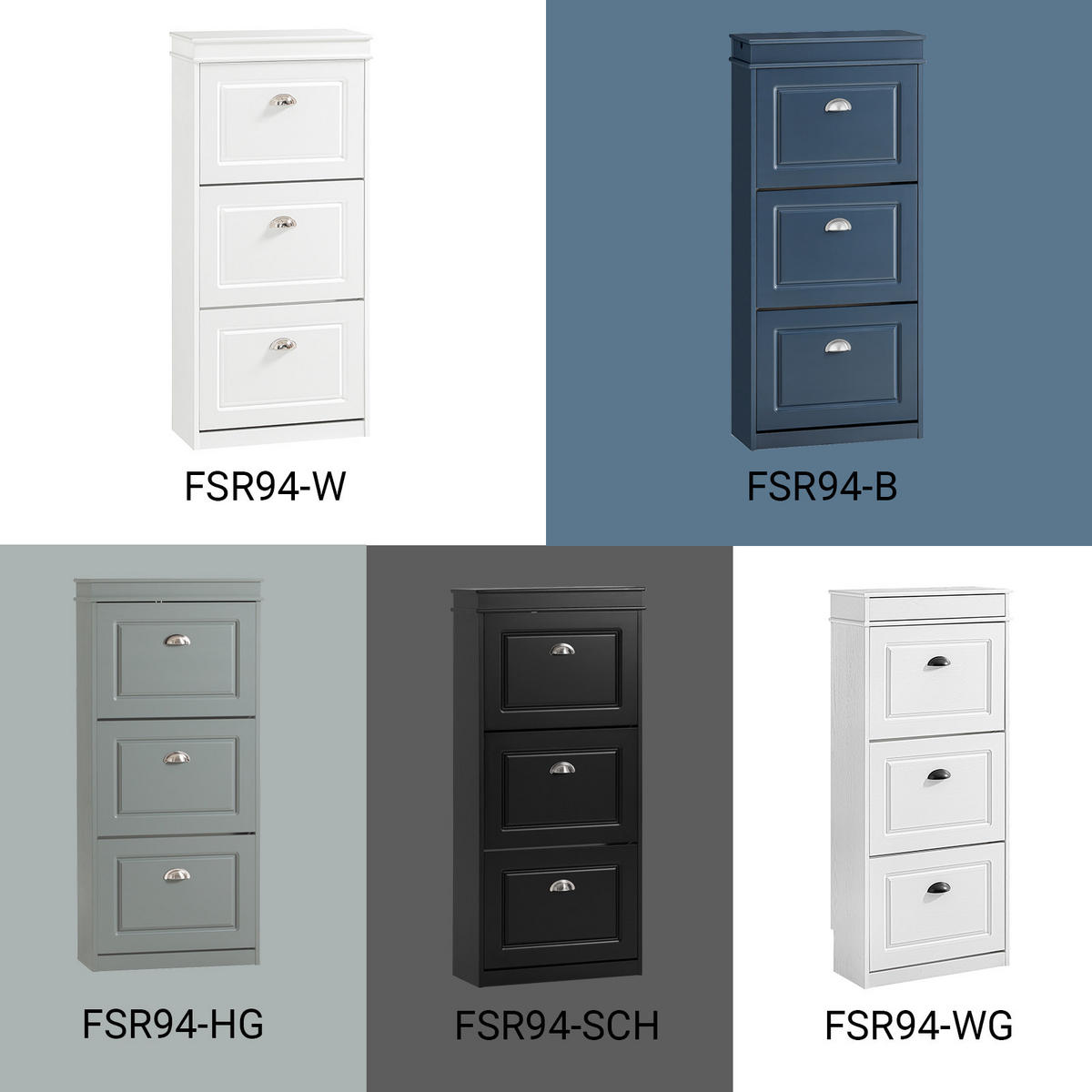 SCHUHKIPPER mit Schublade und Haken, Schuhschrank Blau 53x24x118cm - Blau, Holzwerkstoff (53/118/24cm) - SoBuy