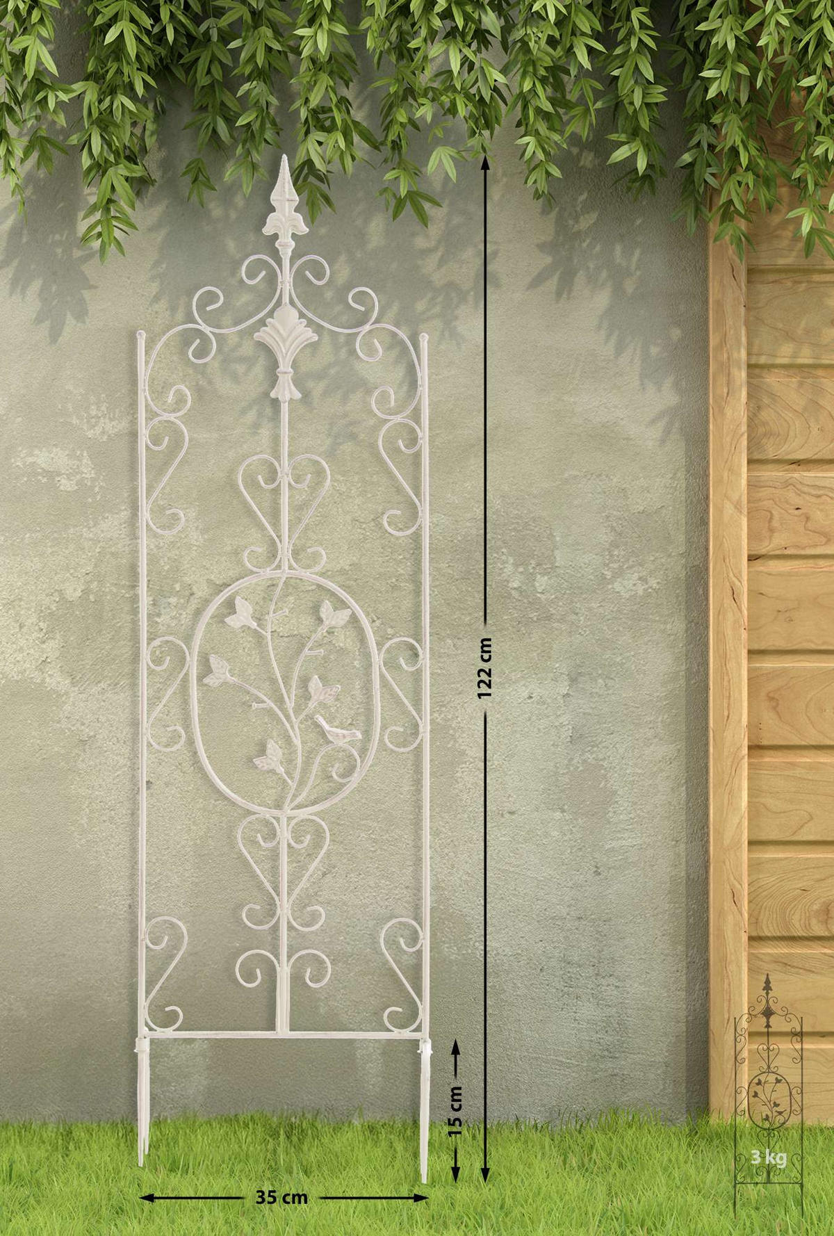 RANKGITTER Burg - 2er Set antik-creme - Naturfarben, Metall (35/122/7cm) - TPFLiving