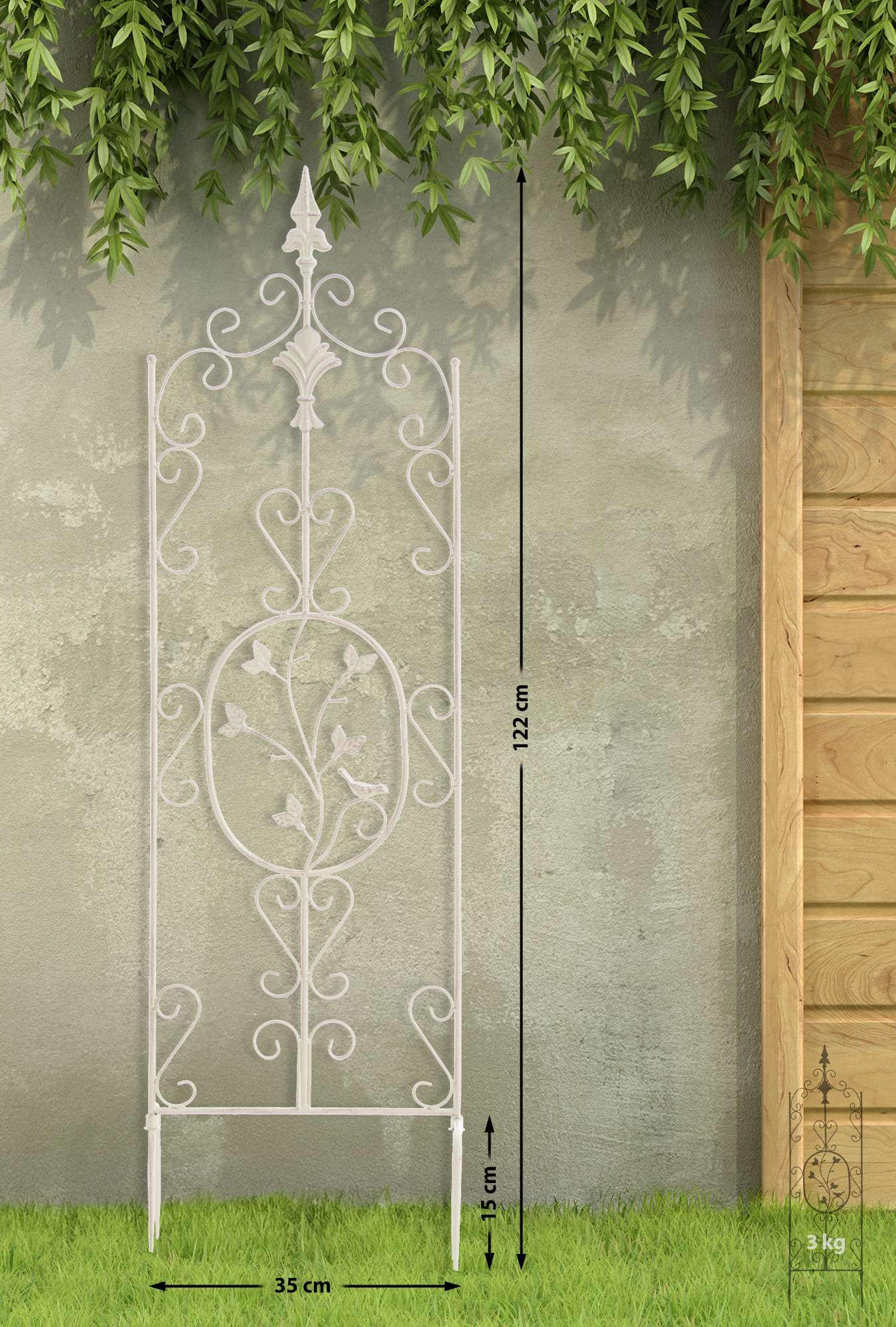 Thumbnail - CLP Rankgitter, Creme, Metall, 35x122x1 cm, Gartenzubehör, Gartendeko