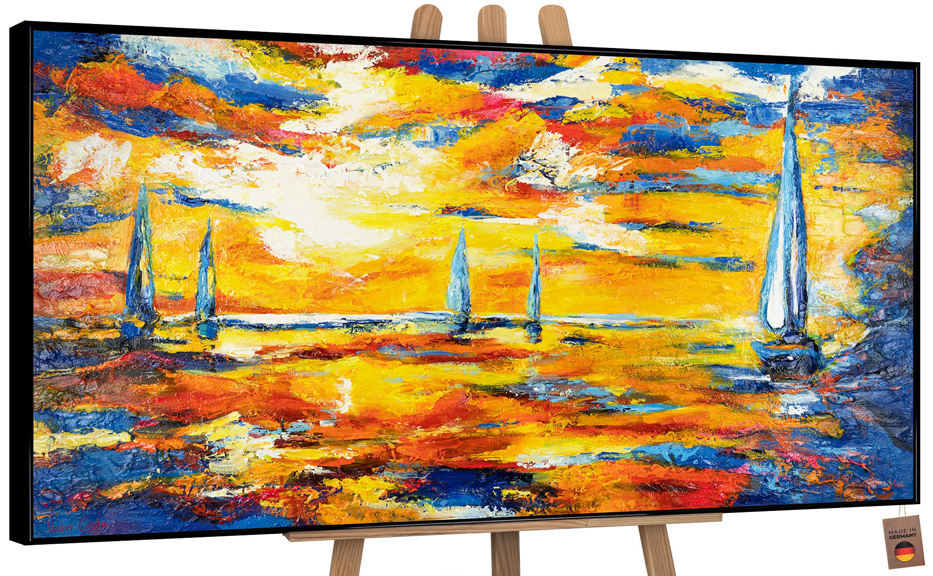 GEMÄLDE Meer Mirage Schattenfugenrahmen Schwarz 160x80 cm - Schwarz, Holz (160/80cm) - YS-art gallery