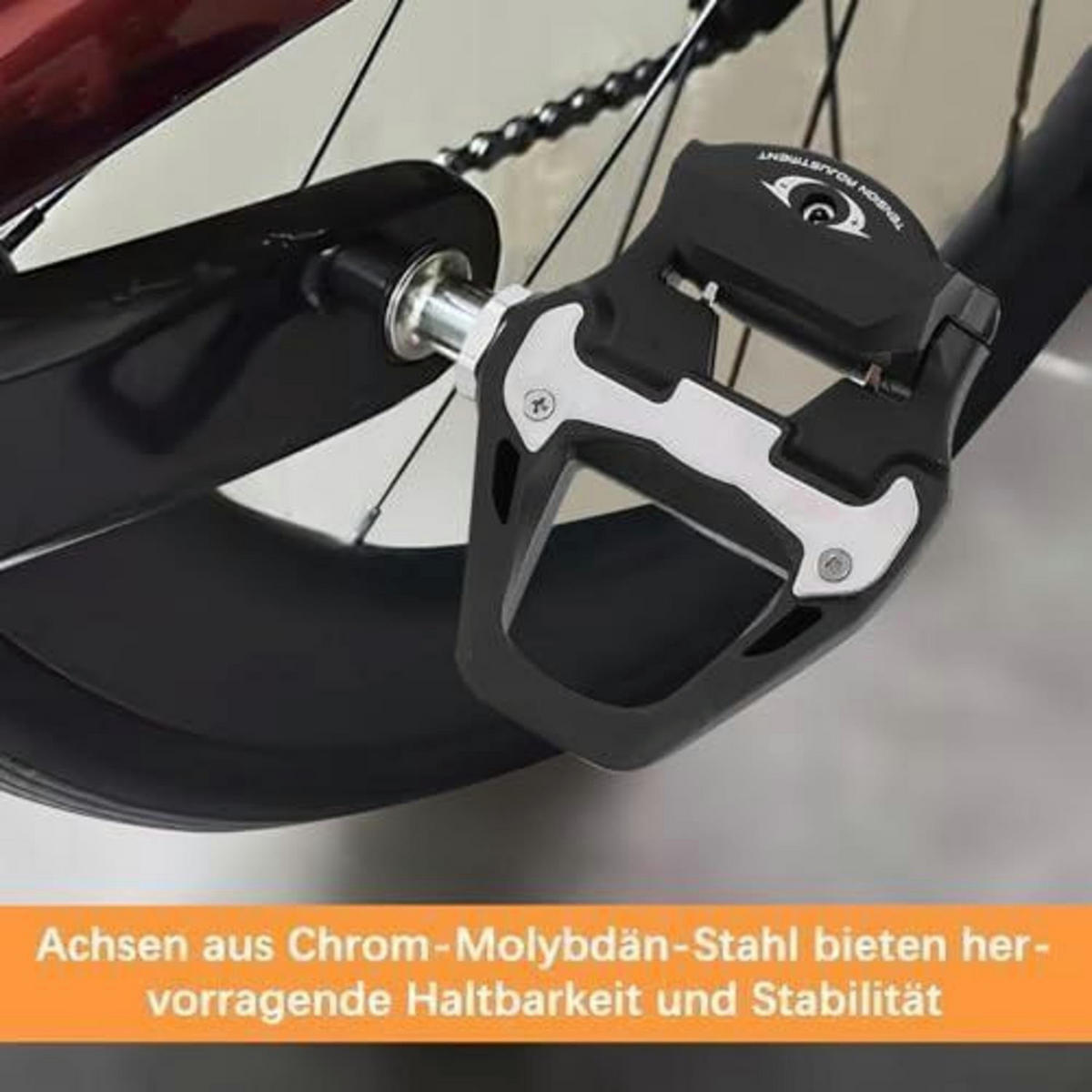 RENNRADPEDALE Set mit Cleats Aluminiumlegierung 9/16 Zoll Cr-Mo Achse - Schwarz, Metall (14/1.5/23cm)