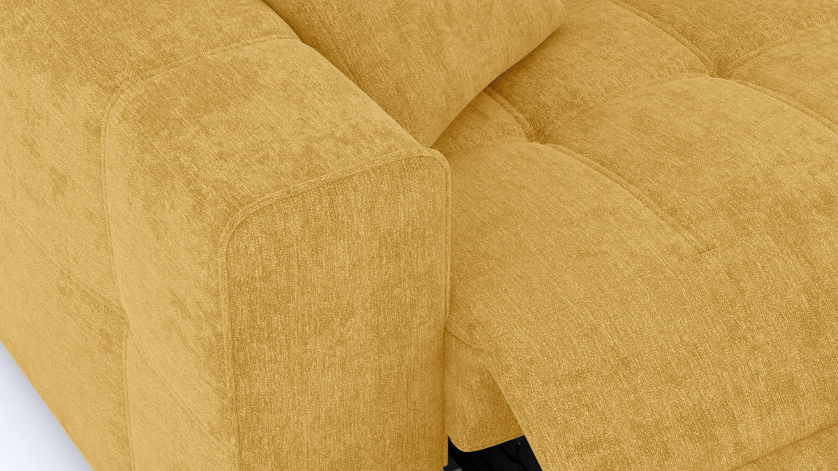 SOFA QUARTZ 3-Sitzer mit 2 Relaxfunktionen, honig - Silberfarben/Honig, Holzwerkstoff/Textil (204/80/102cm) - Courtois Laville