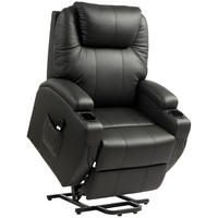 AUFSTEHSESSEL Fernsehsessel Sessel mit Aufstehhilfe Kunstleder Schwarz - Schwarz, Leder/Kunststoff (92/109/85cm) - HOMCOM