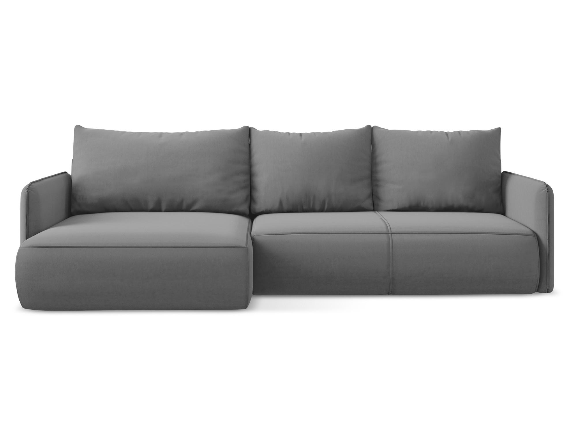 ECKSOFA mit Schlaffunktion Samt Stoff Grau - Schwarz/Grau, Kunststoff/Textil (148/240cm) - Makamii