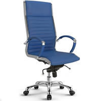 BÜROSTUHL Montreal Echtleder Blau – ergonomisch, 150 kg belastbar, Sitzhöhe 52-64cm - Blau, Leder/Metall (60/121/60cm) - Versee