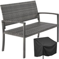 RATTAN-GARTENBANK Murat, 125 x 62,5 x 90 cm, inklusive Schutzhülle, grau - Grau, Kunststoff (125/90/62.5cm) - tectake
