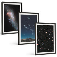 BILDER SET 3er Set - 40x60 cm Schwarzer Rahmen - Kosmische Landschaften von Galaxien - Schwarz, Kunststoff (40/60cm) - TULUP