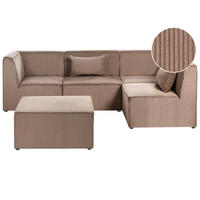 COLȚAR modul cu 4 locuri pe partea stângă bej nisipiu reps reiat cu otomană Lemvig - bej/nisipiu, material textil (250/166cm) - Beliani
