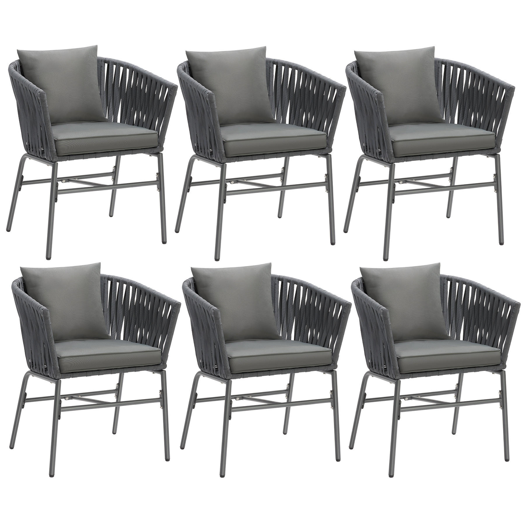 STUHLSET Valeiras,60 x 61 x 77 cm,dunkelgrau/dunkelgrau - Dunkelgrau, Textil (60/77/61cm) - tectake