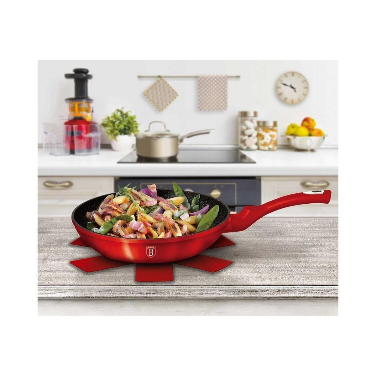 PFANNENSET Rot 28/28/4 cm BH6189 - Rot, Glas - Berlinger Haus