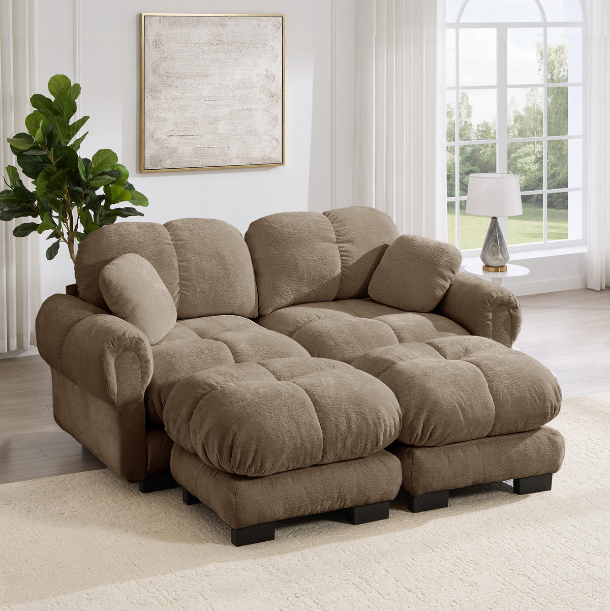 SOFA 2-Sitzer aus Chenille Braun - Braun, Holz (149/90/190.1cm) - Meubliv