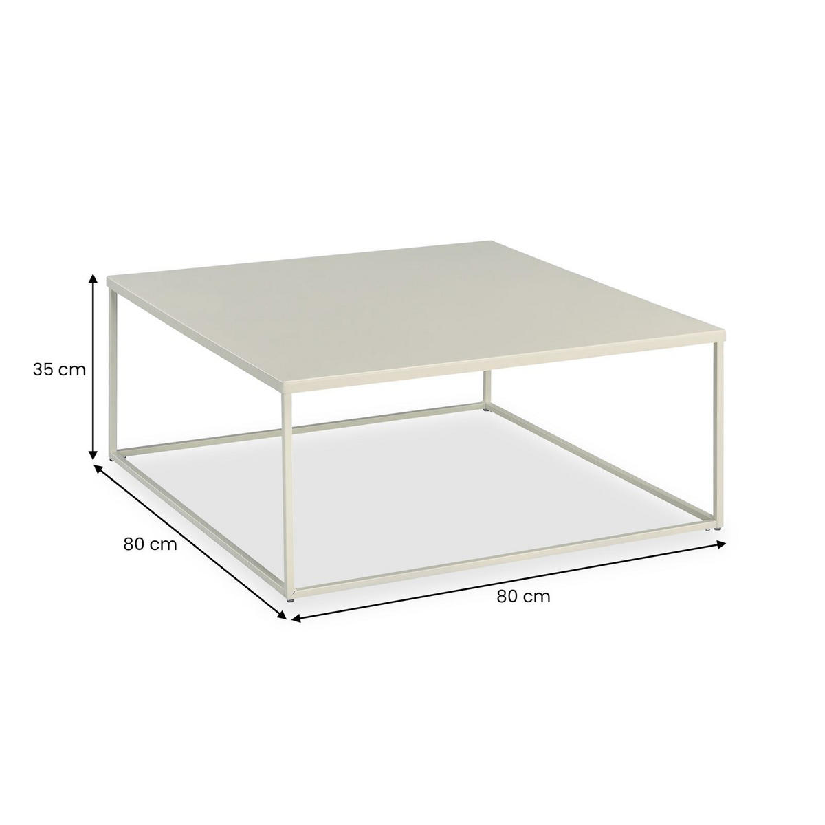 COUCHTISCH HILAR - Beige, Metall (80/80/35cm) - IDIMEX