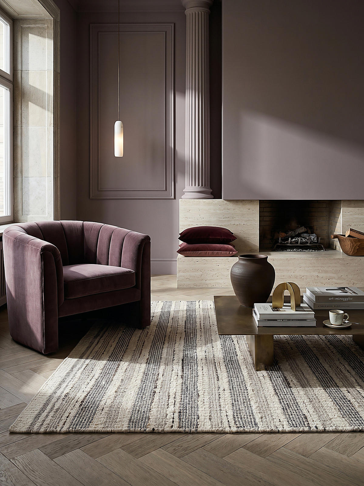 TEPPICH aus Wolle handgewebt HYTHE in Natur, gestreift, 140 x 200 cm - Beige, Textil (200/140cm) - KADIMA DESIGN