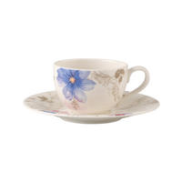 KAFFEETASSE MIT UNTERTASSE Mariefleur Gris Basic bunt 150 ml - Multicolor, Keramik (16.7/8/16.7cm) - Villeroy & Boch