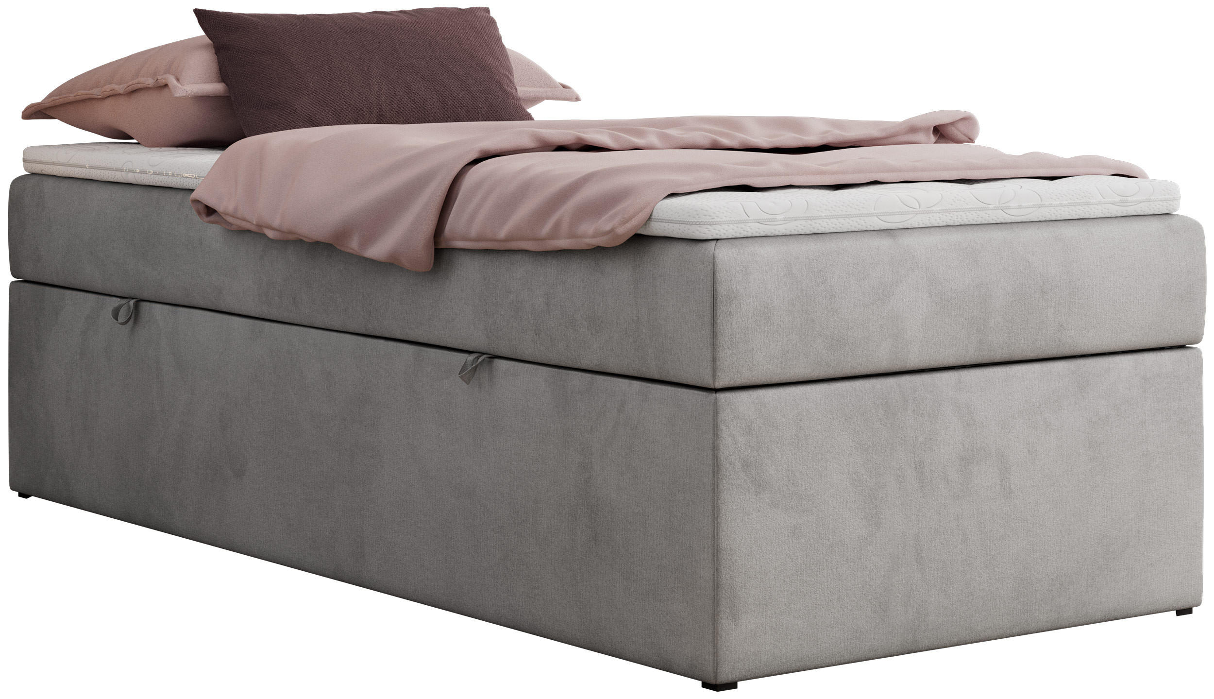 BOXBETT ZERO 90/200 - Hellgrau Velvet - H4 - Topper T25 - Hellgrau, Textil (90/200cm) - MKS