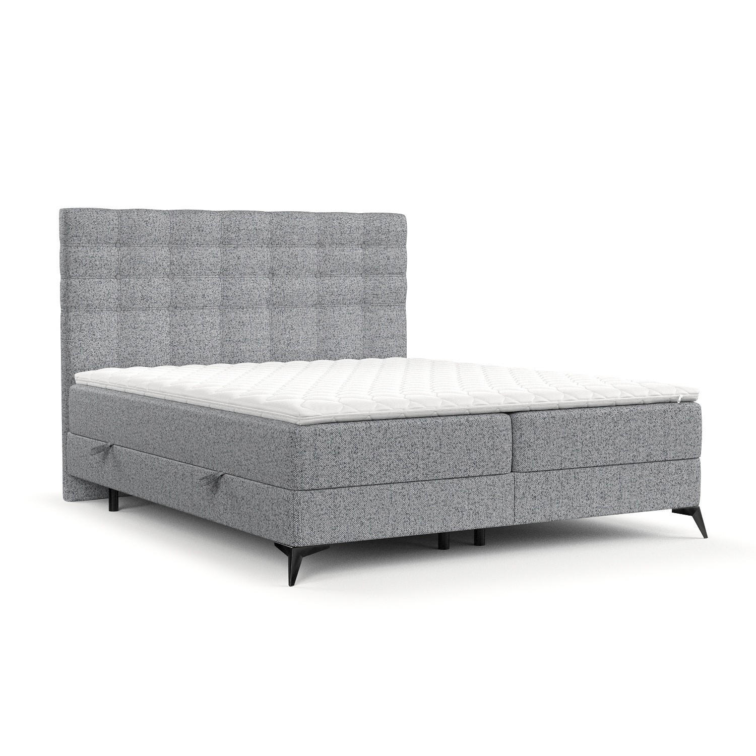 BOXBETT Niro 120/200 cm Grau im Riva Stoff - Schwarz/Grau, Holz/Holzwerkstoff (120/200cm) - AltaBeds