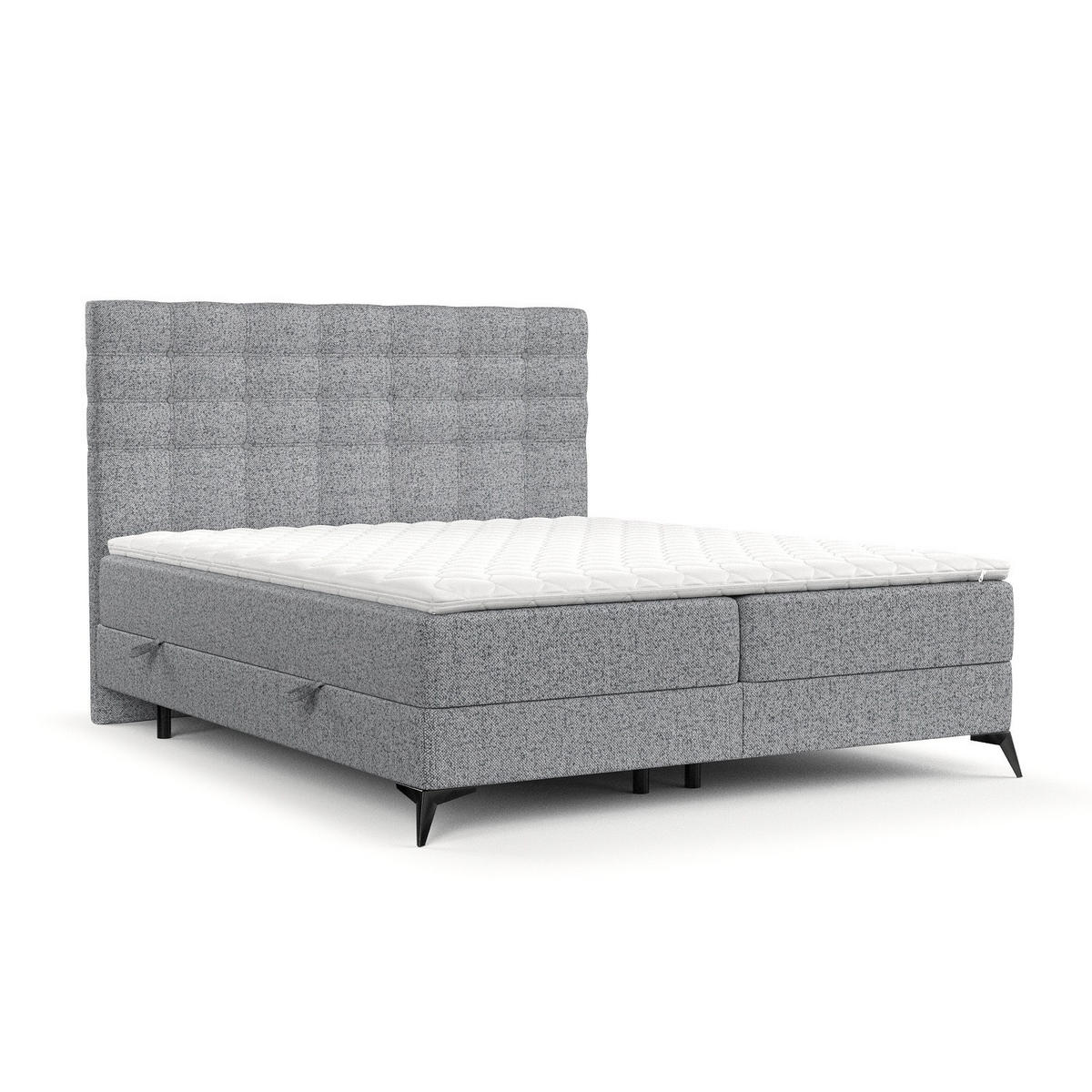 BOXBETT Niro 140/200 cm Grau im Riva Stoff - Schwarz/Grau, Holz/Holzwerkstoff (140/200cm) - AltaBeds