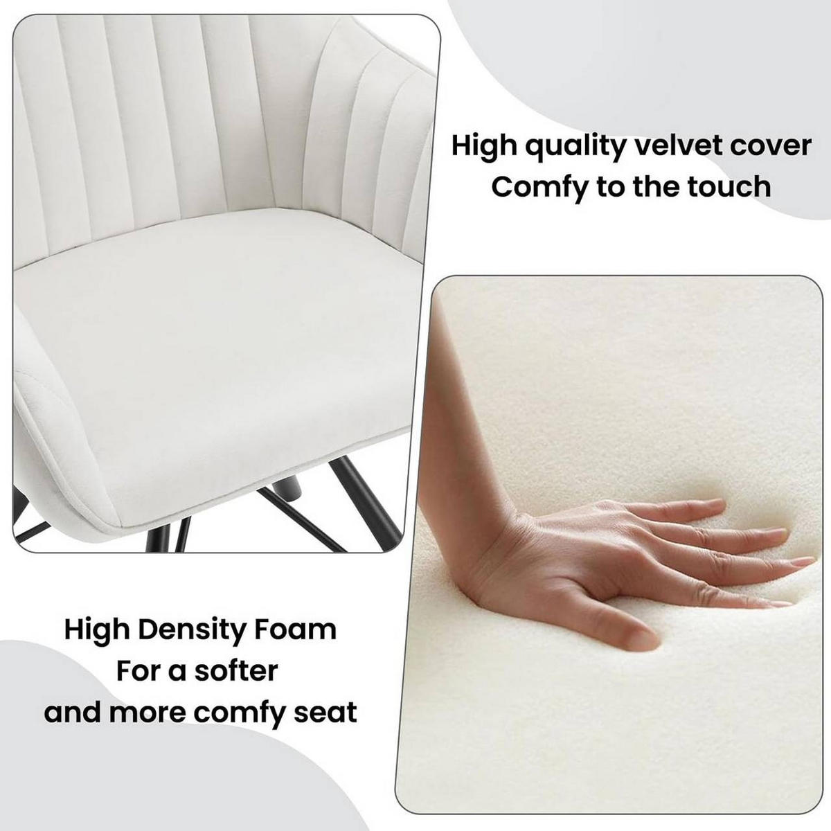 ESSZIMMERSTUHL drehbar, Samt Sessel, Creme - Creme/Schwarz, Textil/Metall (57/83.5/53cm) - Woltu