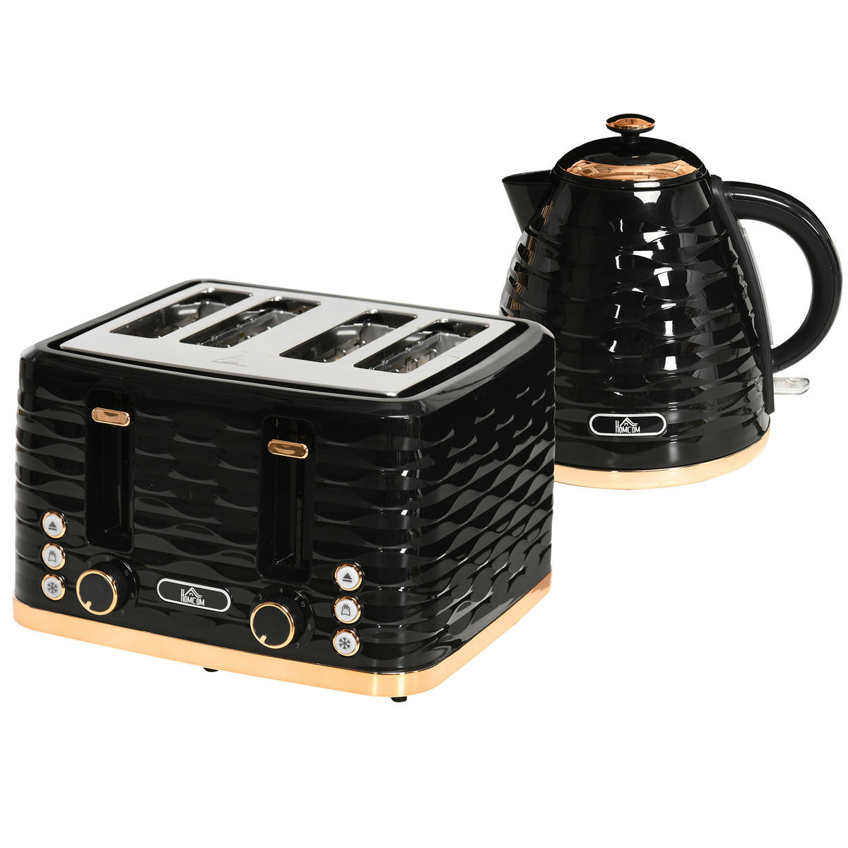 TOASTER mit Wasserkocher DE-07867 Grau - Schwarz, Kunststoff (19.5/23.2/24.1cm) - ComfortXL