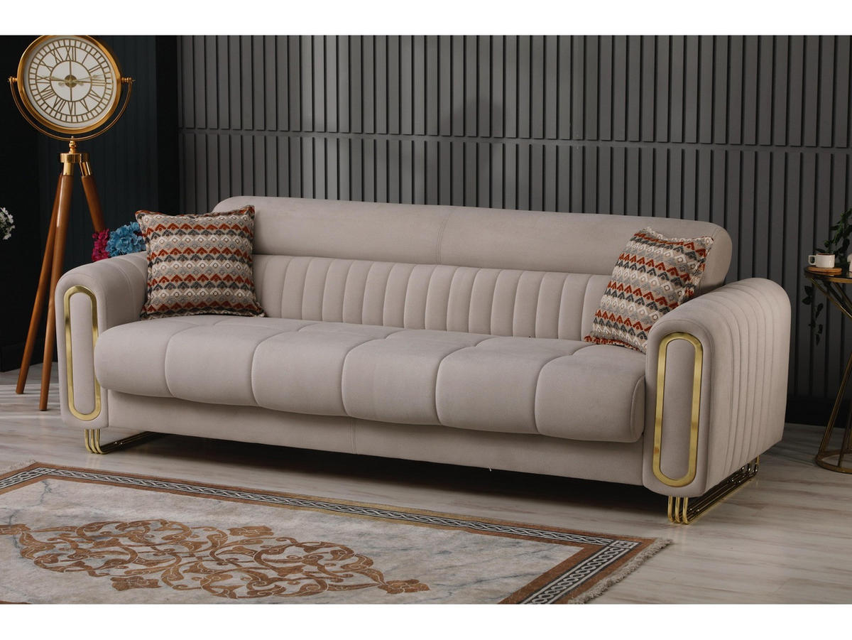SITZGARNITUR Lima, Beige Stellvariante 3+3+1 - Beige, Holzwerkstoff/Metall (243/85/95cm)