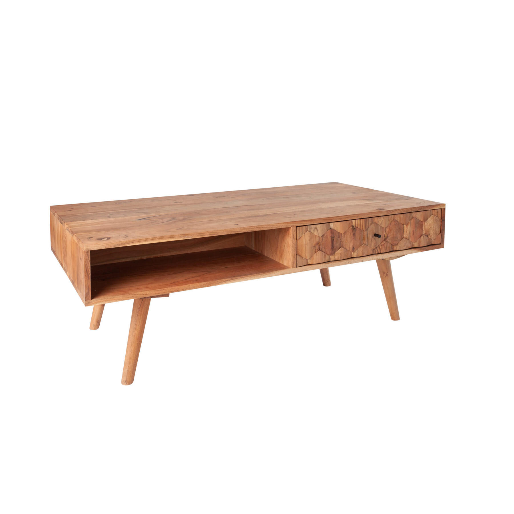 COUCHTISCH MYSTIC LIVING Akazie rechteckig Natur 100cm - Silberfarben/Braun, Holz (52/100/40cm) - riess-ambiente