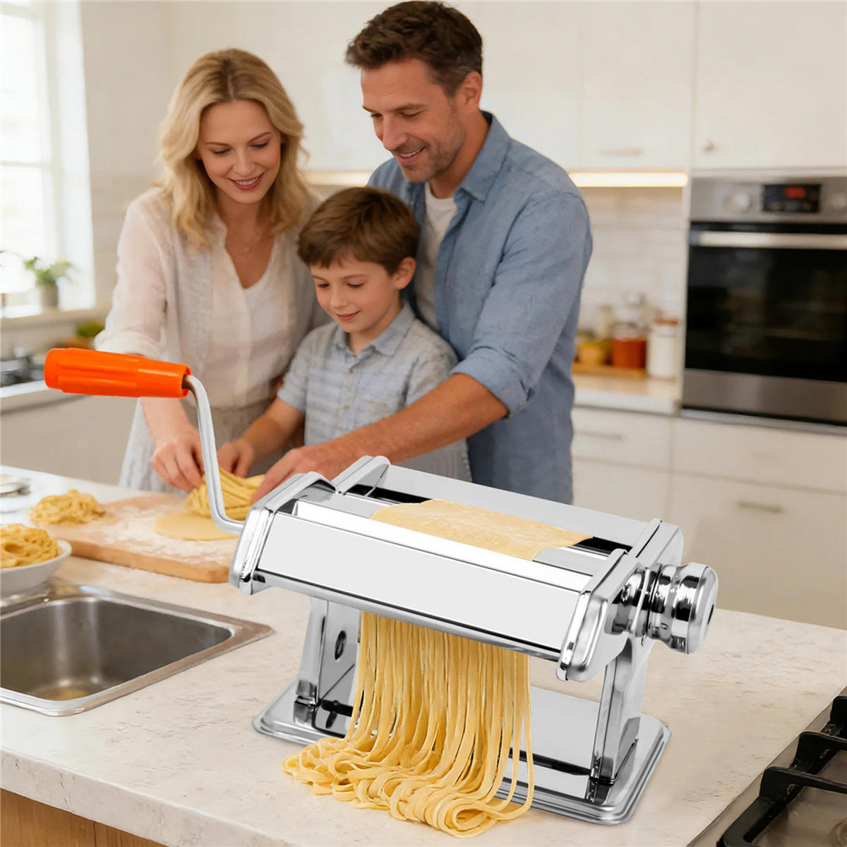 NUDELMASCHINE Edelstahl 9-Stufen Spaghetti Lasagne - Silberfarben, Metall (13/13.5/20cm) - Bextcok