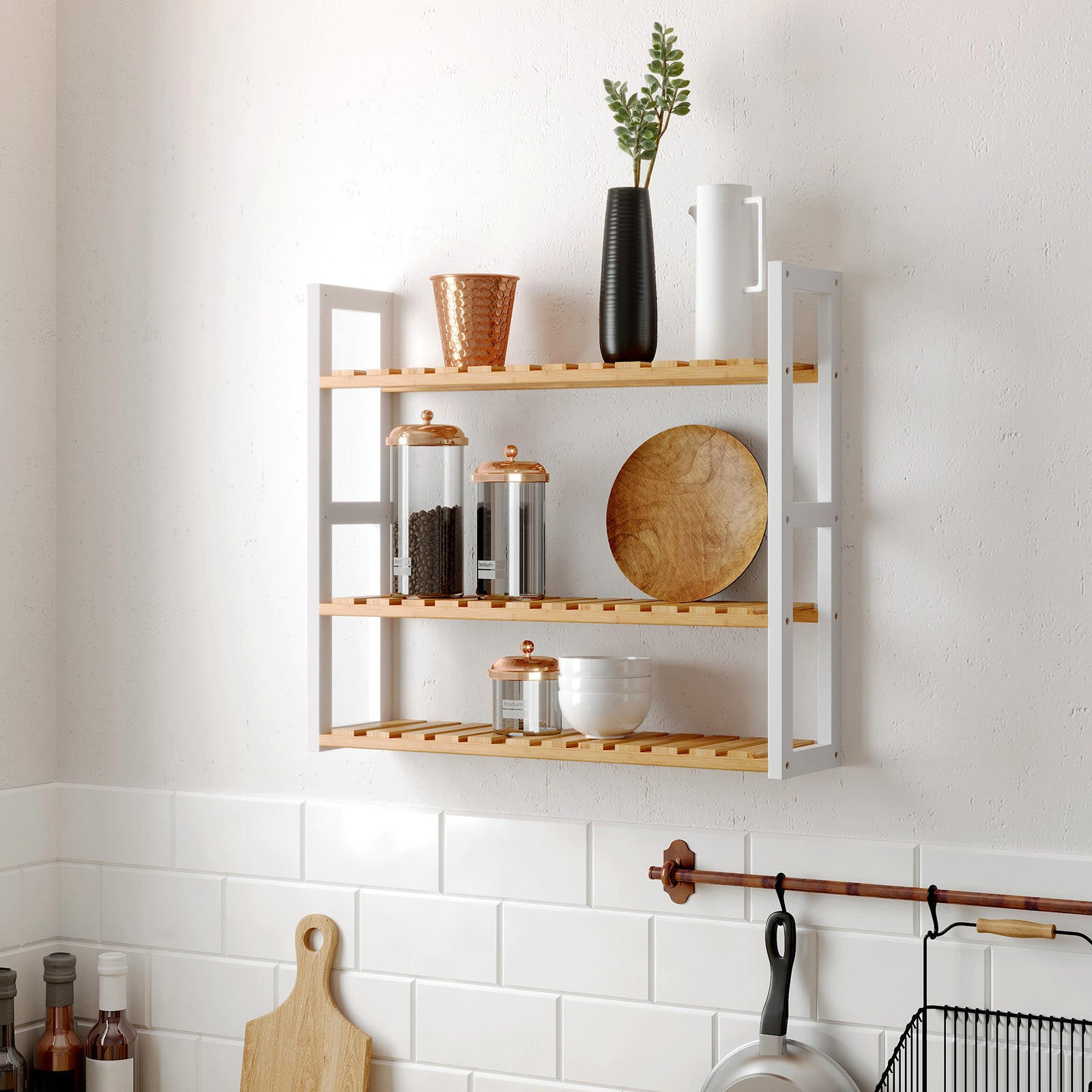 BADEZIMMERREGAL PFLANZENREGAL - Multicolor, Holz (54/15/60cm) - Hansiro