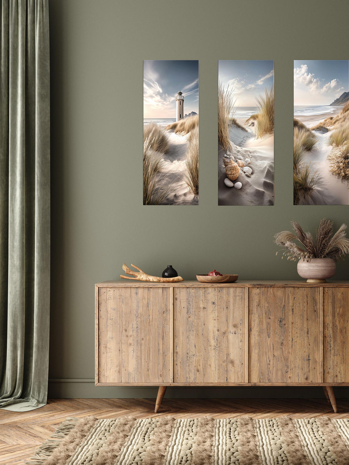 GLASBILD 30x80 cm Strand und Meer - Beige, Glas (30/80cm) - artissimo