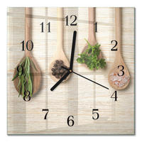 WANDUHR 30x30 cm - Holzlöffel - Braun, Glas (30/30/0.4cm) - TULUP