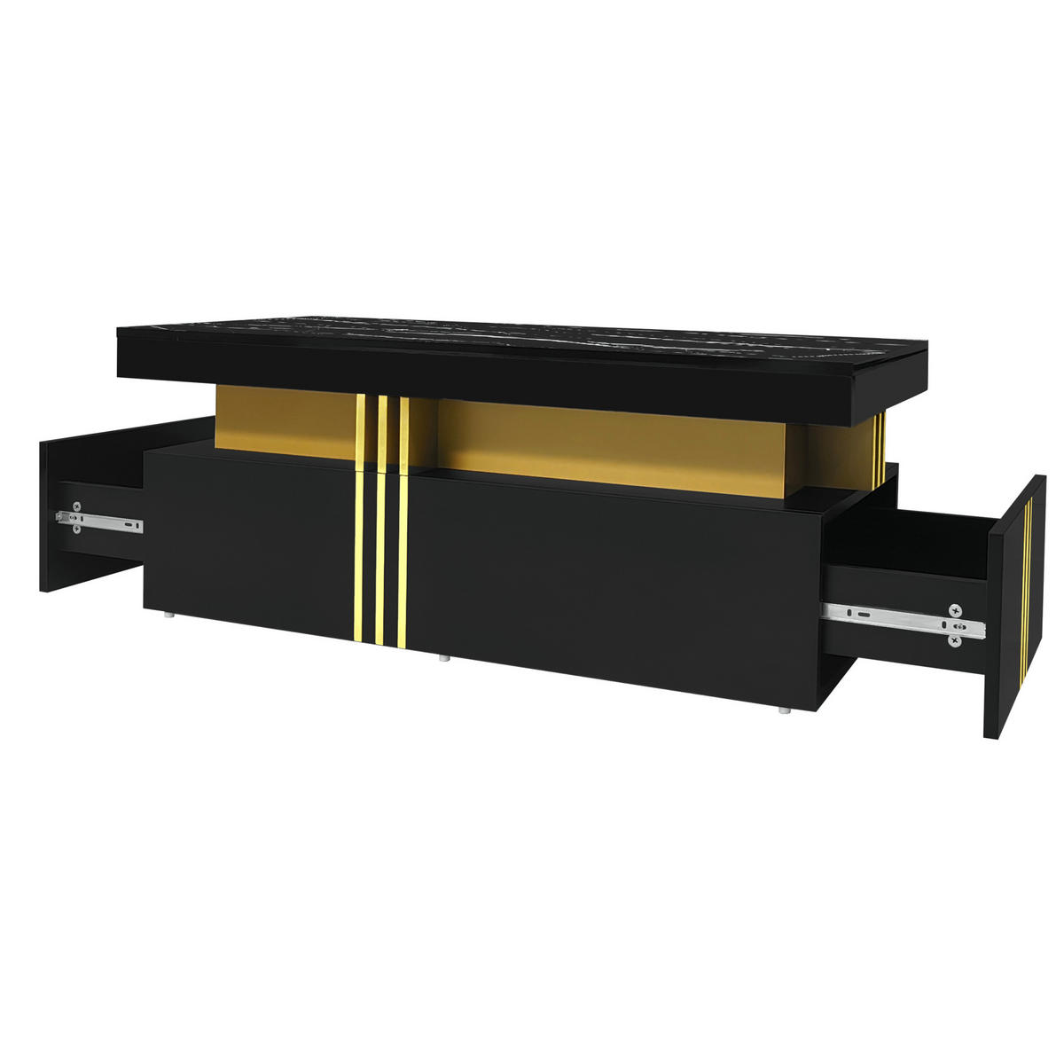 TV-ELEMENT 2-tlg. mit Couchtisch 200 cm Schwarz - Schwarz, Holzwerkstoff (200/40/42cm) - Meubliv