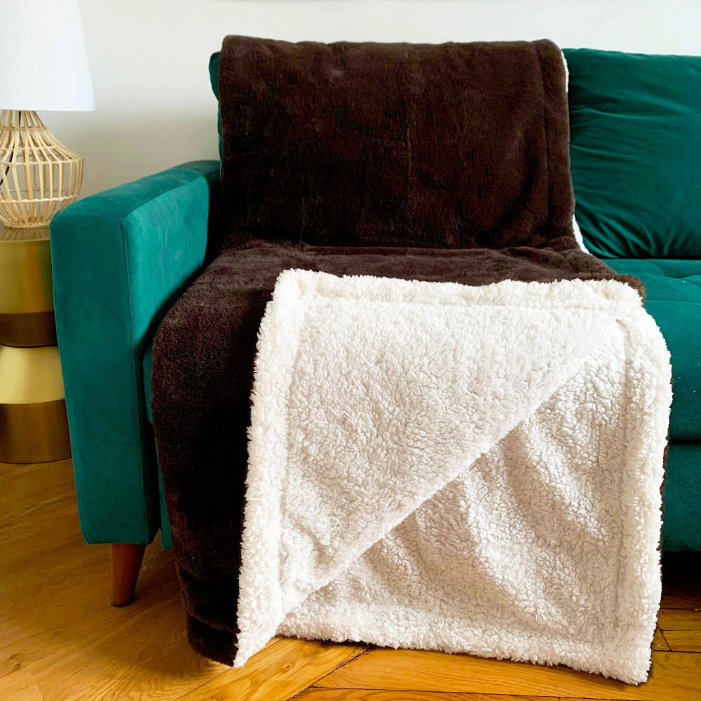 PLAID gefüttert in Kaninchenoptik Schokolade 130 x 170 - Braun, Textil (130/170cm) - LE COMPTOIR DE LA PLAGE