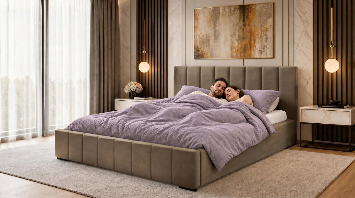 MARPUR Polsterbett NERO 180x200 cm mit Bettkasten und Lattenrost, Braun - Chromfarben/Braun, Holz/Holzwerkstoff (180/200cm) - Marpur