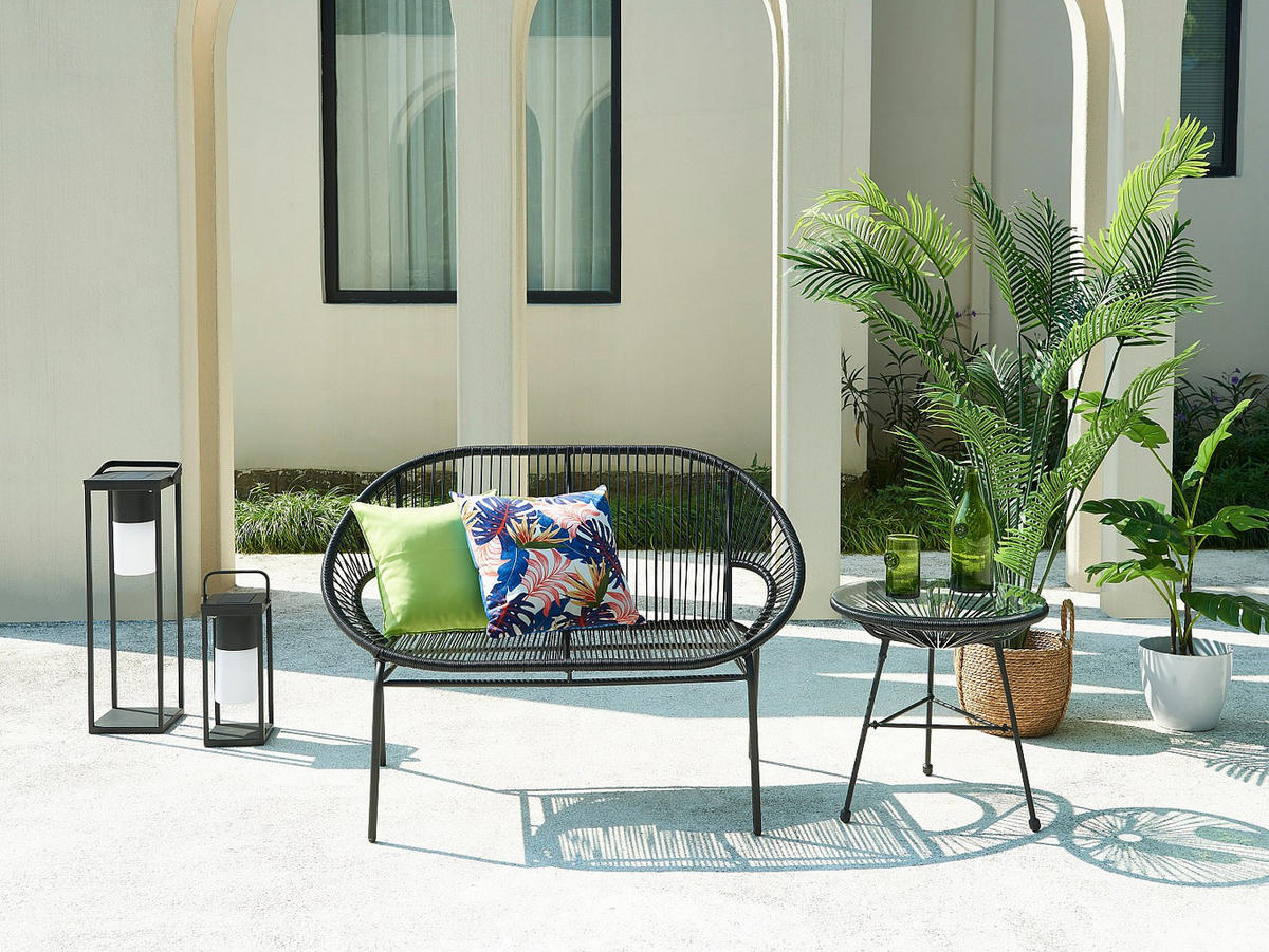GARTENBANK - 2 Personen - Harz - Schwarz - - Schwarz, Kunststoff (115/80/78cm) - Vente-Unique