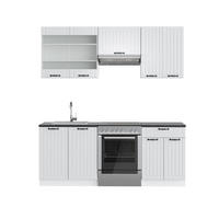 KÜCHENZEILE Fame-Line Weiß Landhaus/Weiß 200 cm ohne AP - Weiß, Holzwerkstoff (200/81.6/46cm) - Vicco