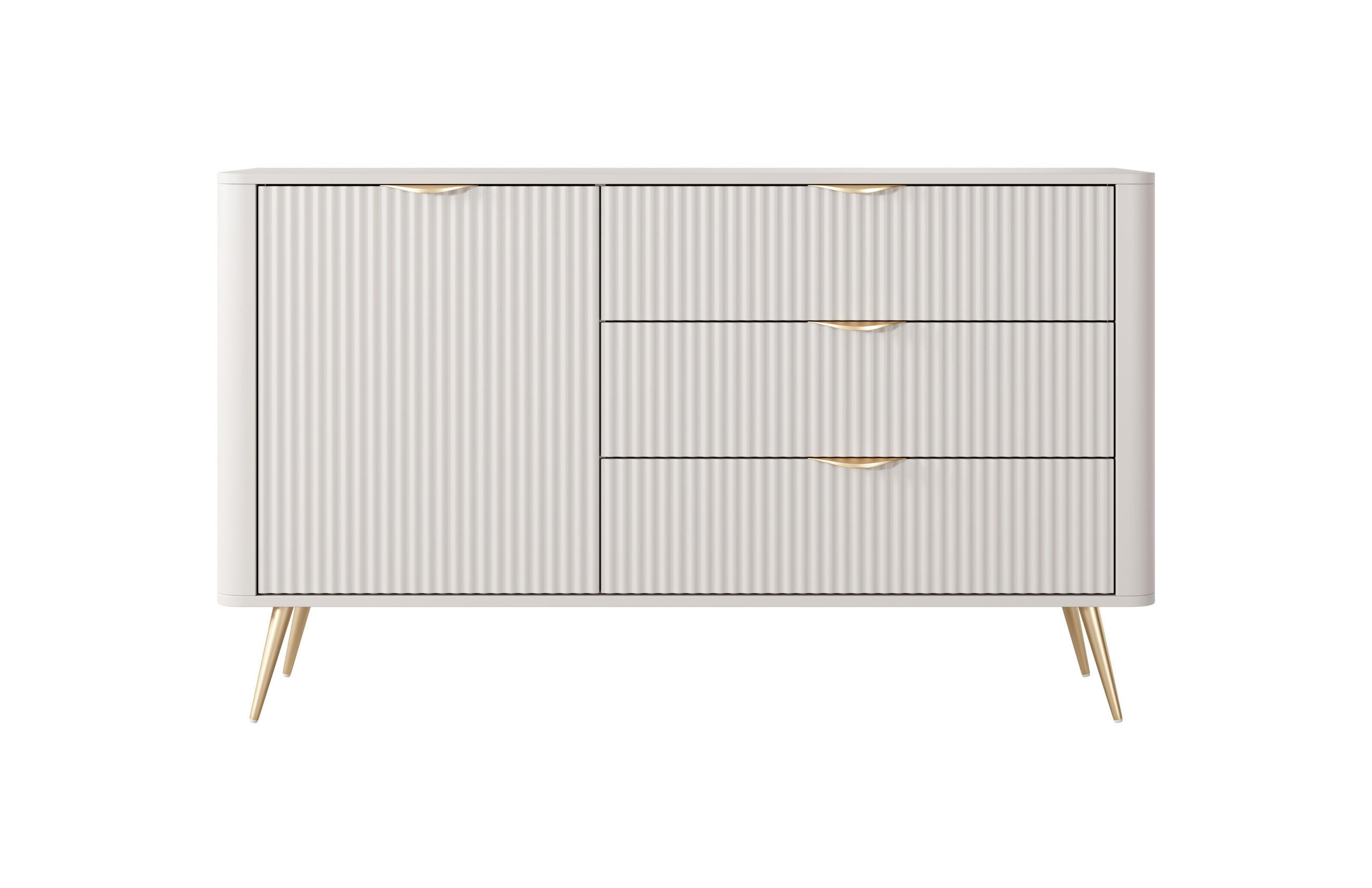 Thumbnail - Bettso Kommode, Beige, Holzwerkstoff, 1 Fächer, 3 Schubladen, 138x81x38 cm, Wohnzimmer, Kommoden & Sideboards, Kommoden