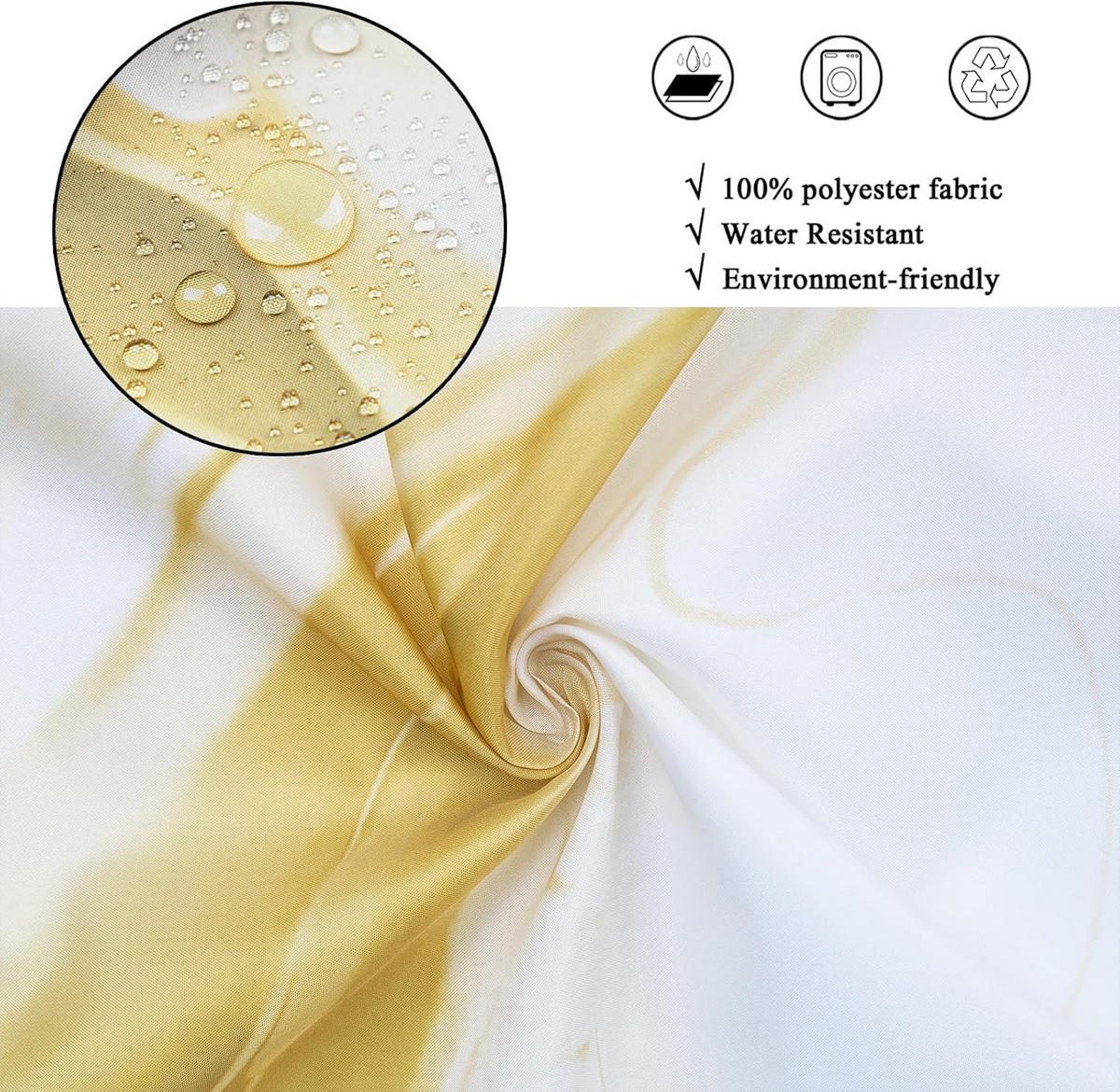 DUSCHVORHANG Aquarell Marmor 180 x 180 cm - Gelb, Textil (180/180cm) - Kaket