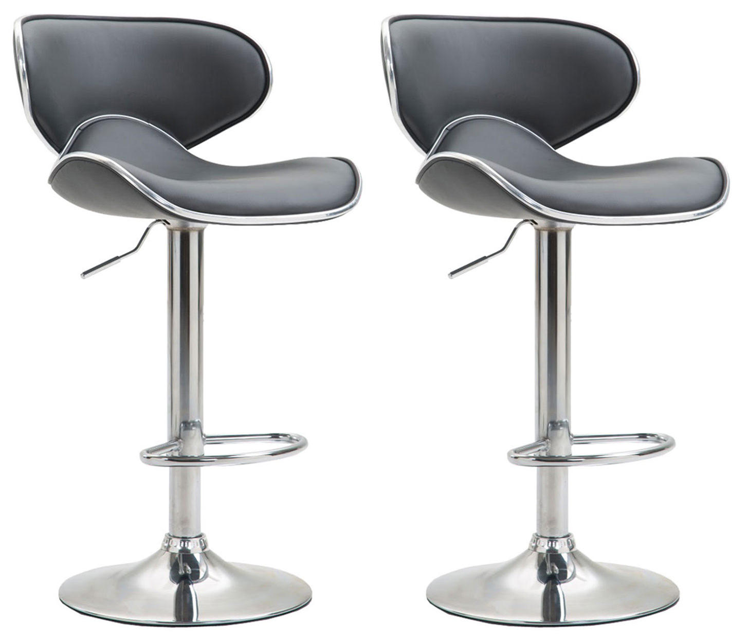 BARHOCKER 2er Set Lederlook grau - Chromfarben/Grau, Textil/Metall (46/88/49cm) - CLP
