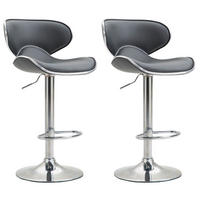 BARHOCKER 2er Set Lederlook grau - Chromfarben/Grau, Textil/Metall (46/88/49cm) - CLP
